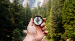 Compass Hand holding a Compass